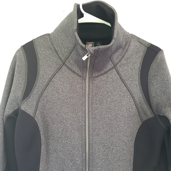 FILA Sport Womens Track Jacket Gray Heathered Zip Stretch Pockets Thumbholes L - Picture 4 of 8